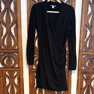 Banana Republic Faux Wrap Black Long Sleeve Dress